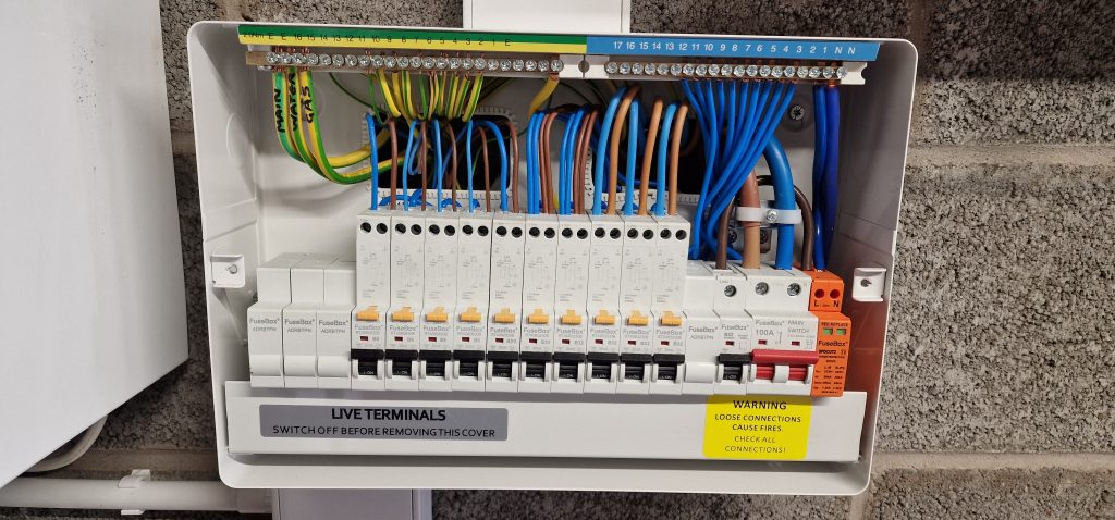 breaker box with cables organised