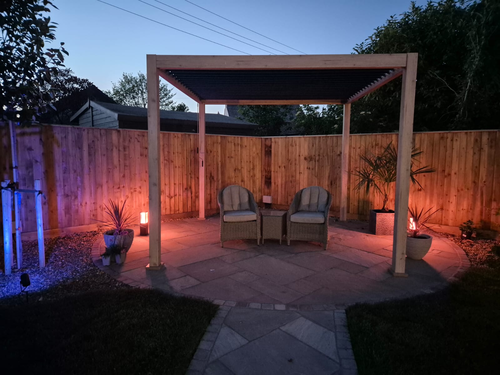 outdoor lighting in a Cheshire garden fitted by Fully Wired